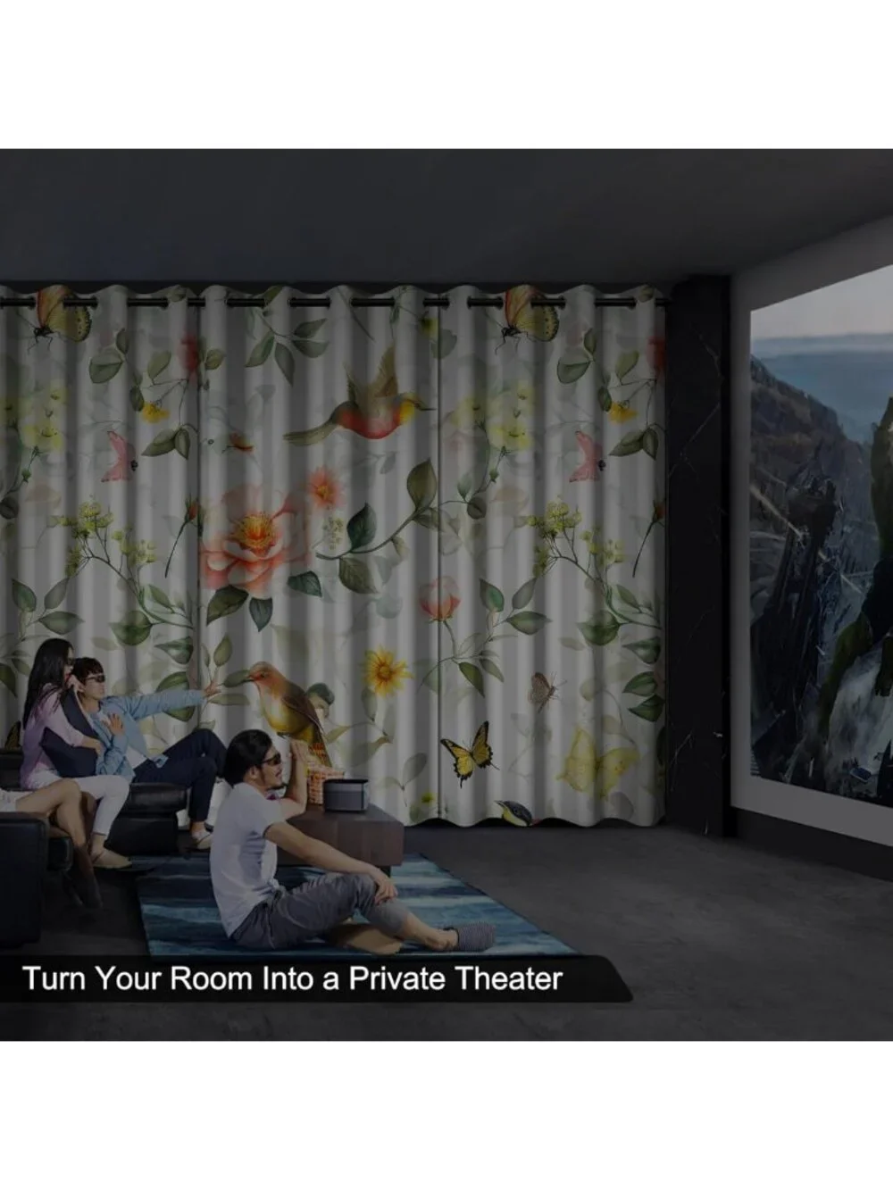 Floral Birds Blackout Curtains 84